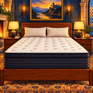 Sleepy Joe's Avalon Extra Firm mattress in a vivid premium Avalon bedroom