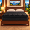 Sleepy Joe's Nightfall Jumbo Pillow Top mattress in a cozy lodge-style bedroom