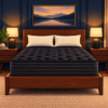 Sleepy Joe's Nightfall Medium mattress in a cozy cartoon navy bedroom