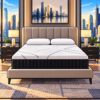 Sleepy Joe's Skyline Extra Firm mattress in a modern city high-rise bedroom